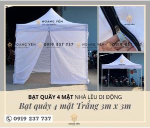 Bạt Quây Nhà Lều Di Động Trắng 4 Mặt